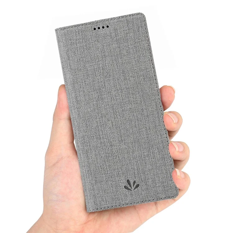 VILI DMX Cross Texture Card Holder Leather Stand Cover for OnePlus 7 Pro - Grey