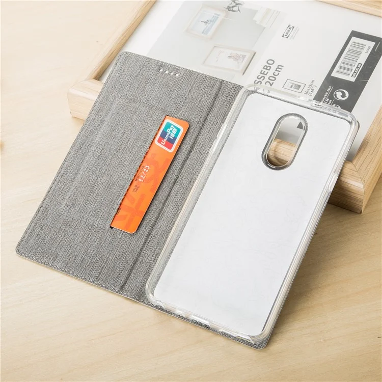 VILI DMX Cross Texture Card Holder Leather Stand Cover for OnePlus 7 Pro - Grey