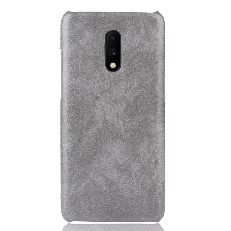 Корпус Жесткого ПК Litchi Для Кожи Для OnePlus - Серый
