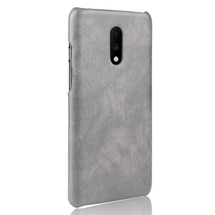 Корпус Жесткого ПК Litchi Для Кожи Для OnePlus - Серый