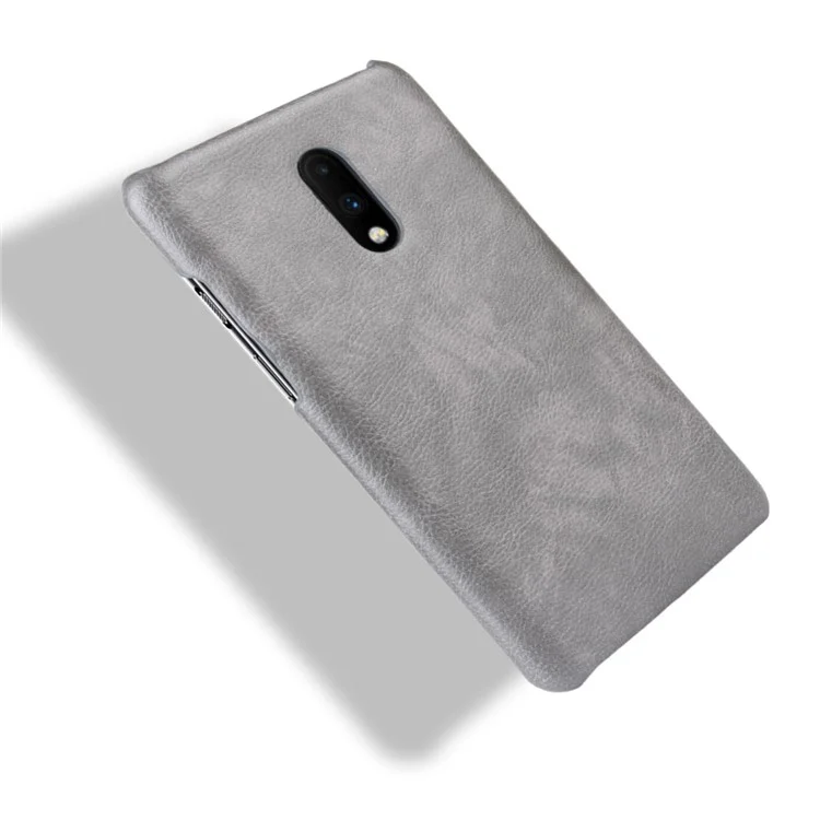 Корпус Жесткого ПК Litchi Для Кожи Для OnePlus - Серый