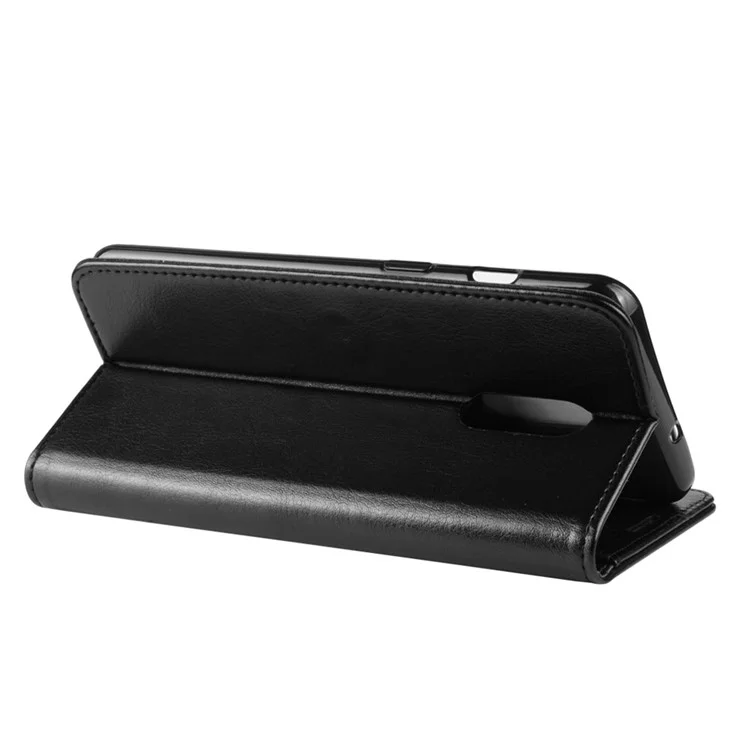 Billetera Plegable de Cuero PU Crazy Horse para OnePlus 7 - Negro
