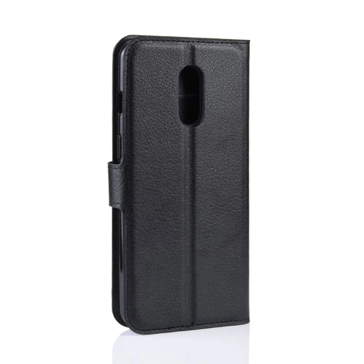 Litchi Texture Wallet Stand Leather Protective Phone Case for OnePlus 7 - Black