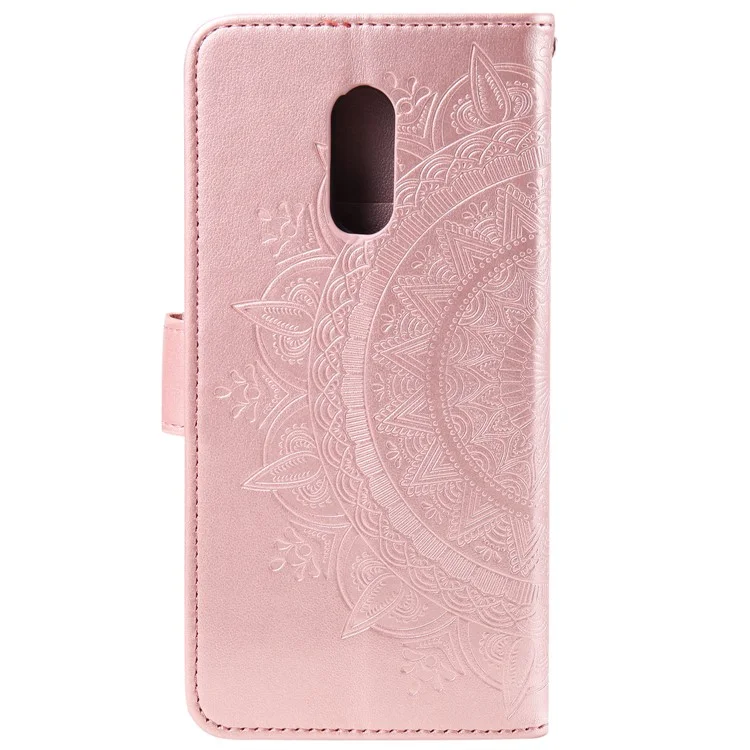 Carteira de Couro de Impressão Caixa de Couro Para OnePlus 7 - Rosa Ouro