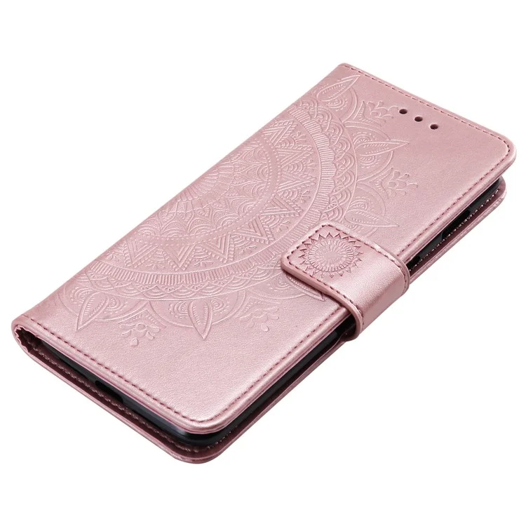 Carteira de Couro de Impressão Caixa de Couro Para OnePlus 7 - Rosa Ouro