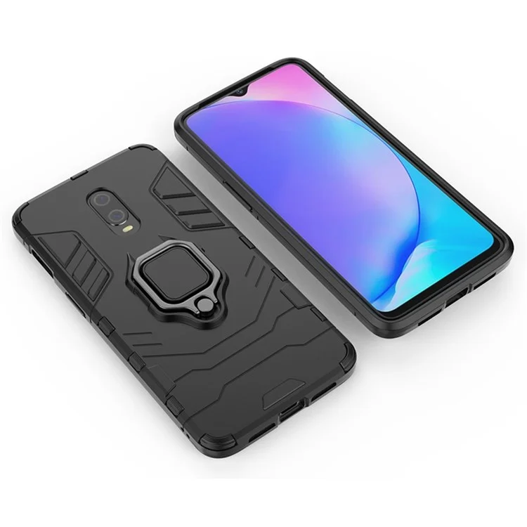 Cooler Ringhalter -ringhalter Kickstand PC TPU Hybrid Telefonhülle Für OnePlus 7 - Schwarz