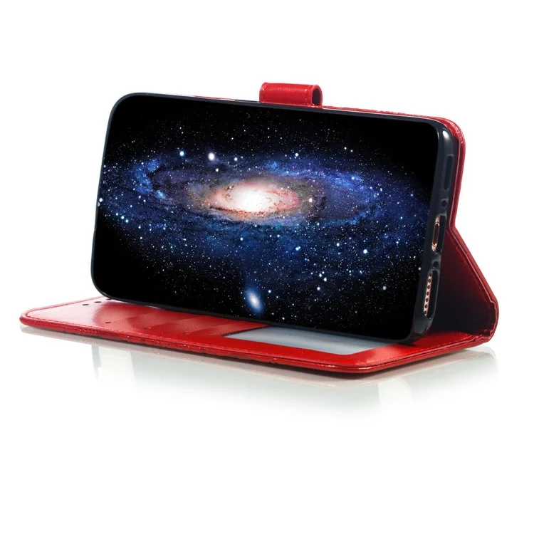 Custodia in pelle con fiore mandala per OnePlus 7 Pro - Rosso