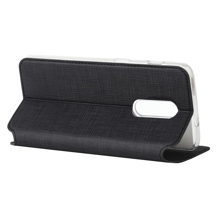 VILI DMX Funda de Cuero con Textura Cruzada y Ranura para Tarjeta para OnePlus 7 - Negro