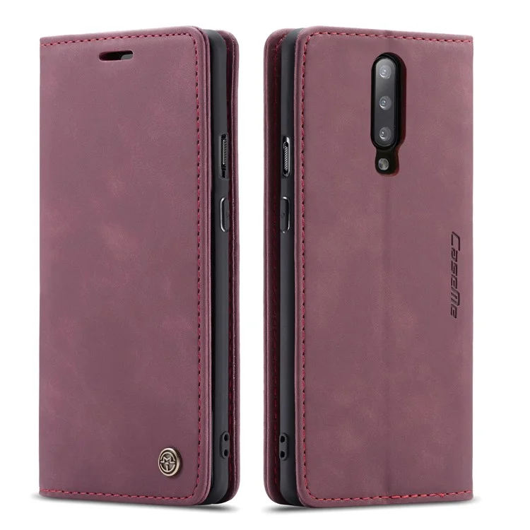 Caseme 013 Series Pour Oneplus 7 Pro Auto-Absorbe Portefeuille Porte-Porte-Public Cover Cover - Vin Rouge