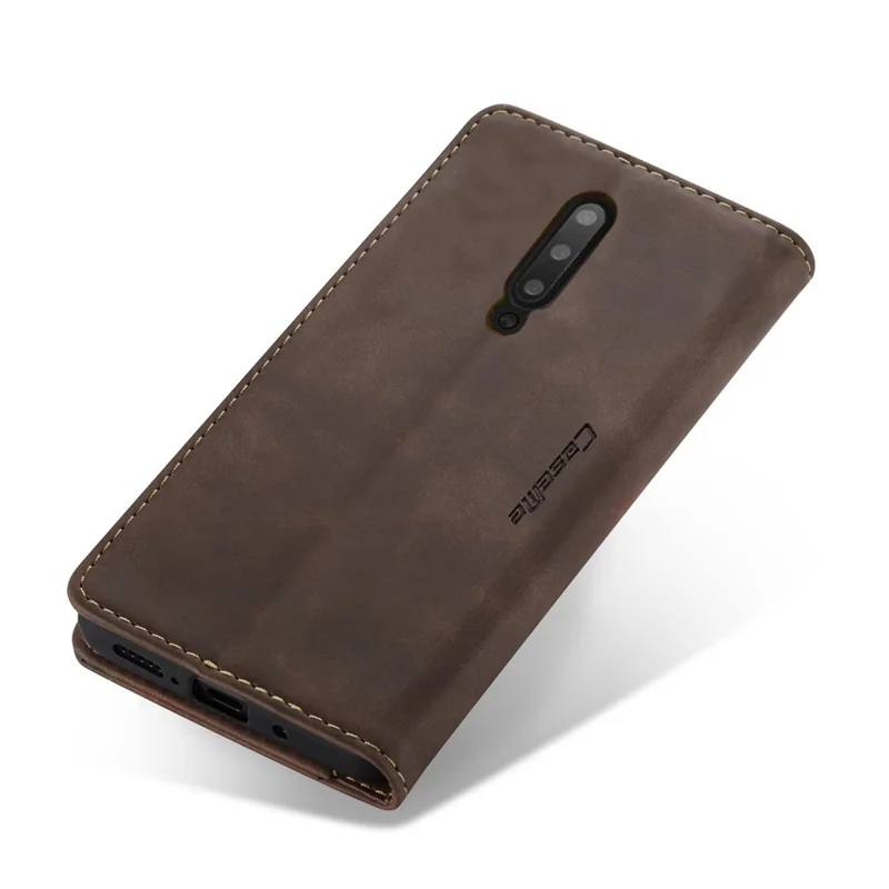 CASEME 013 Series for OnePlus 7 Pro Auto-absorbed Wallet Stand PU Leather Phone Cover - Coffee