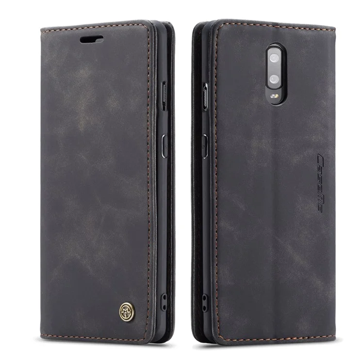 Caseme 013 Serie de Billetera de Cuero Absorbido Automáticamente Para OnePlus 7 - Negro