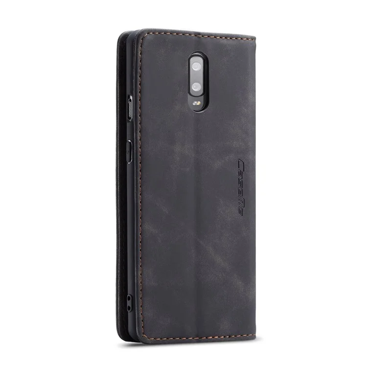 CASEME 013 Series Auto-absorbed Leather Flip Wallet Case for OnePlus 7 - Black