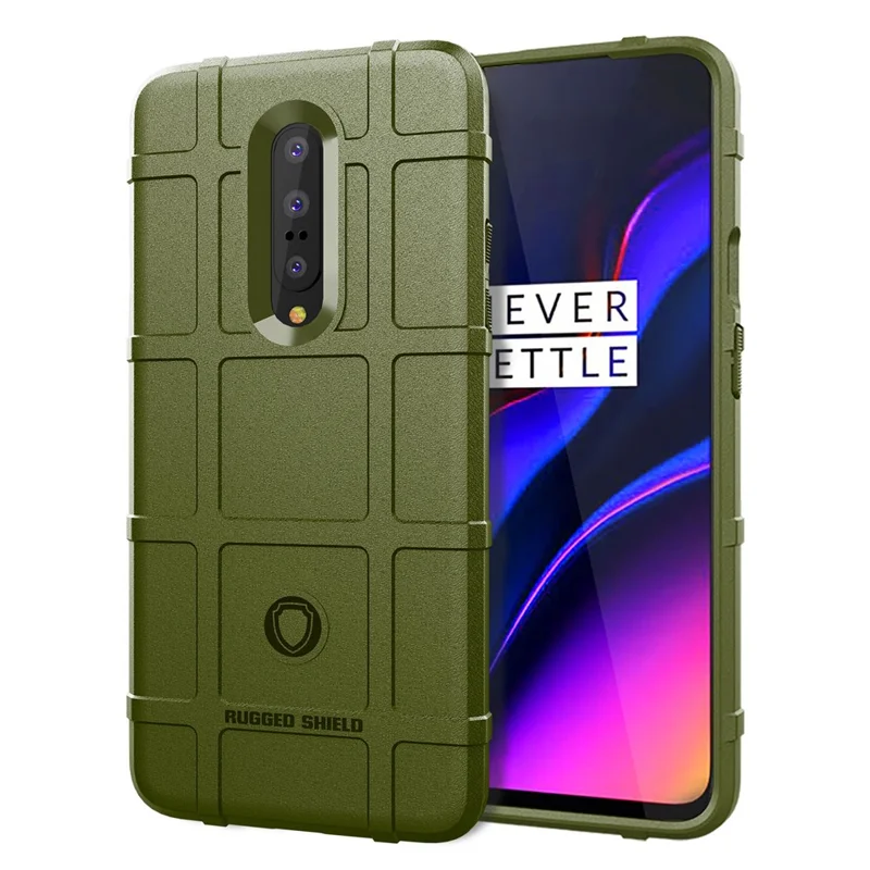 Stootvaste robuuste TPU-backcover met vierkant roosterpatroon voor OnePlus 7 Pro - Groen