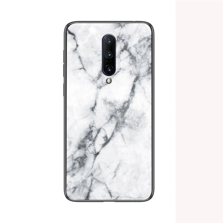 Marbre Peau Verre Trempé + PC + Coque TPU pour OnePlus 7 Pro - Blanc