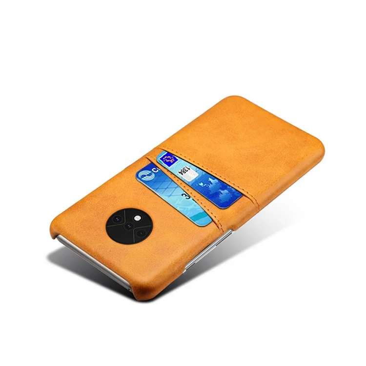 KSQ Double Cartes pu Leather en Cuir Enduit de PC Dur PC Pour OnePlus 7T - Orange