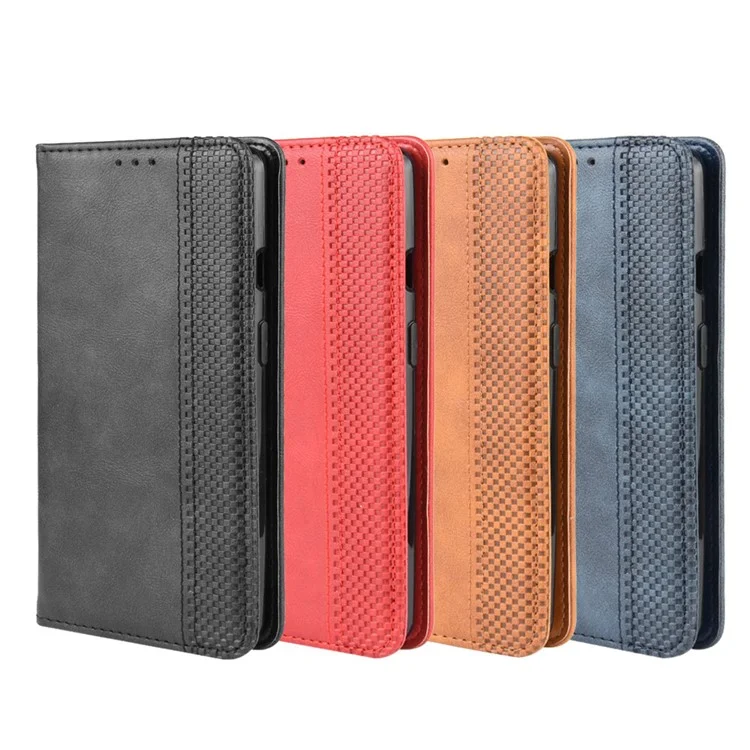 Capa de Telefone de Couro Estilosa e Retrô Absorvida Automaticamente para OnePlus 7T - Preta