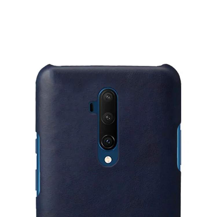 Csq Crazy Horse cu Leather Cathed PC Case Для OnePlus 7t Pro - Синий