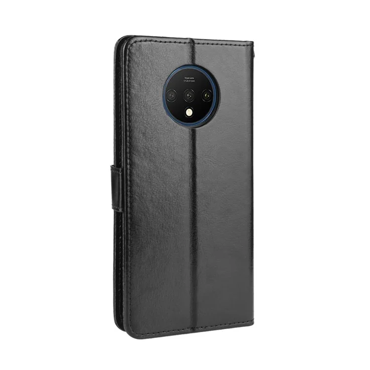 Crazy Horse Skin en Cuir en Cuir Shell Shell Pour OnePlus 7T - le Noir