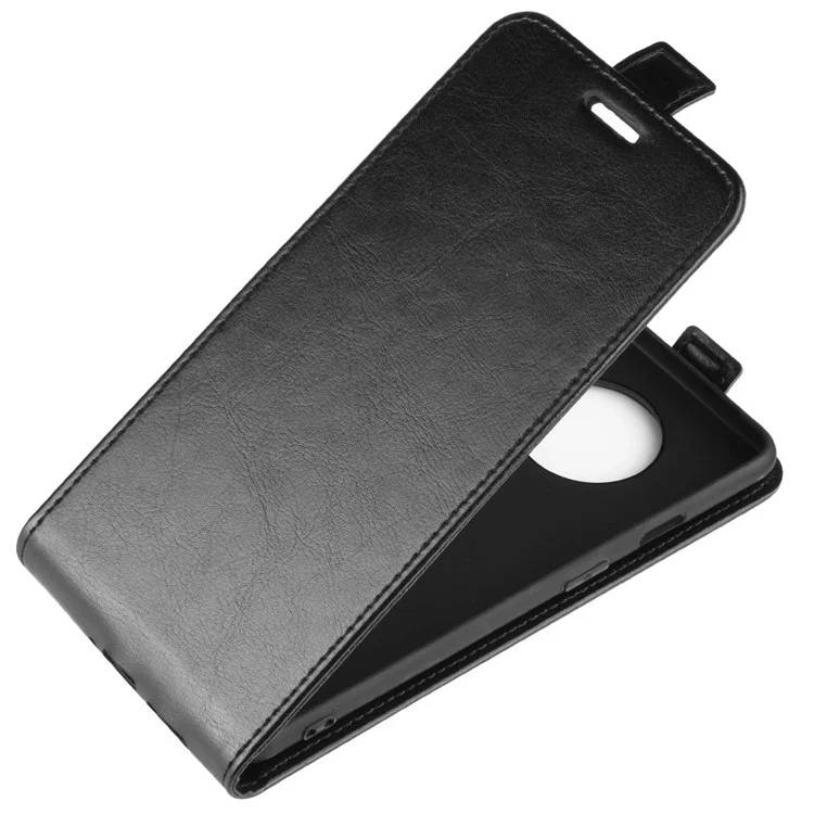 Caja de Cuero Vertical de Caballos Locos Con Ranura Para Tarjetas Para OnePlus 7T - Negro