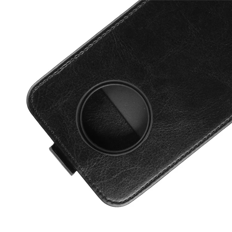 Caja de Cuero Vertical de Caballos Locos Con Ranura Para Tarjetas Para OnePlus 7T - Negro