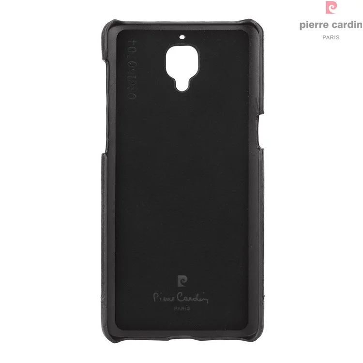 PIERRE CARDIN for OnePlus 3 / 3T Genuine Leather Coated Hard Mobile Case - Black