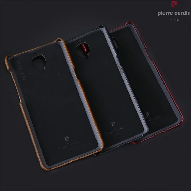 PIERRE CARDIN for OnePlus 3 / 3T Genuine Leather Coated Hard Mobile Case - Black
