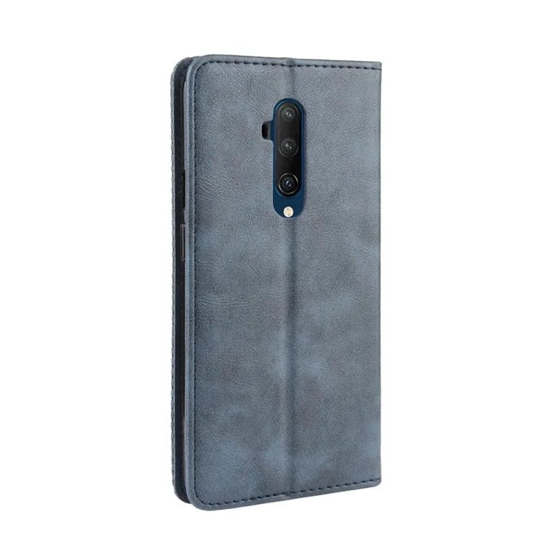 Retrostijl Auto-aanhechthoeden van Leer voor OnePlus 7T Pro - Blauw