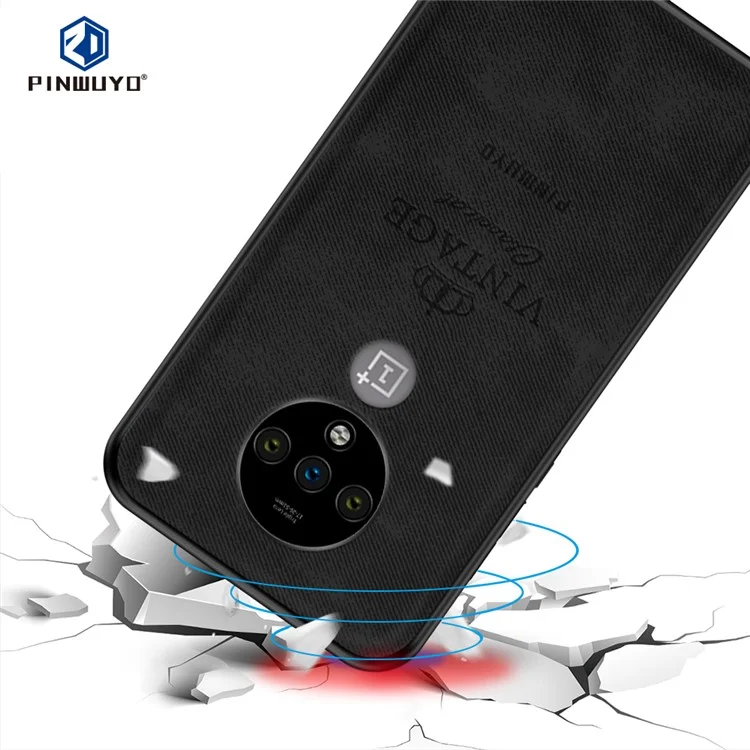 PINWUYO Honorable Series PC + TPU + Leather Hybrid Shell Phone Casing для OnePlus 7T - Black