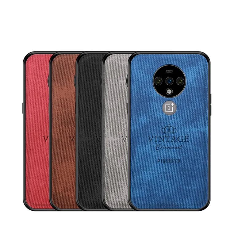 Pinwuyo Honorable Series PC + TPU + Leather Hybrid Shell Casing Per OnePlus 7T - Nero