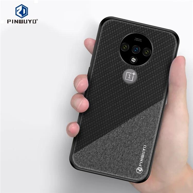 Pinwuyo Honor Series PU Coated PC + TPU Hybrid Case Para OnePlus 7T - Preto