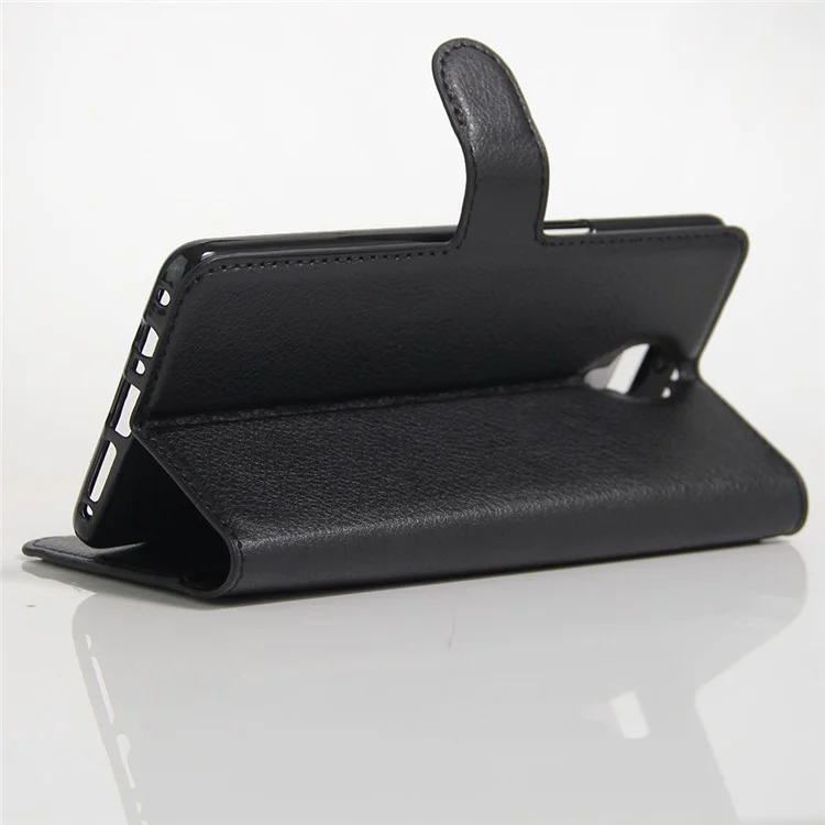 Lychee Skin Leather Wallet Case for OnePlus 3 / 3T - Black