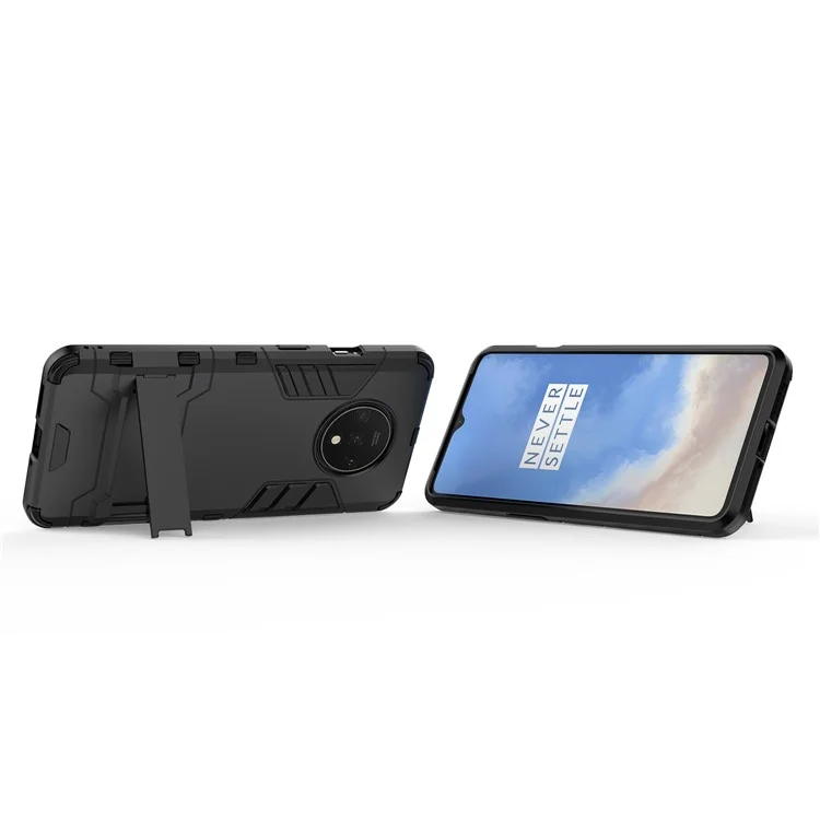 Plastique + Étui Hybride TPU Avec Laerckstand Pour OnePlus 7T - le Noir