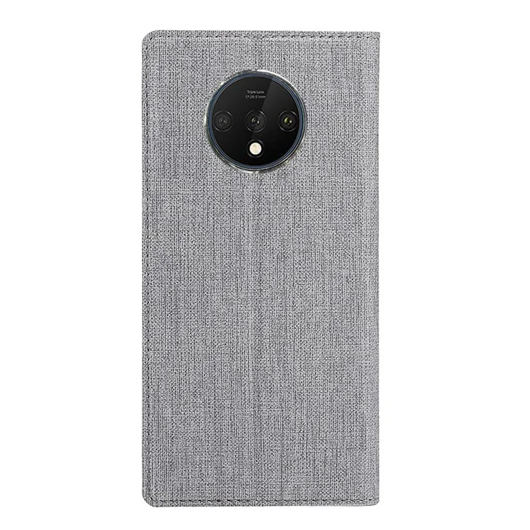 VILI DMX Cross Texture Stand Leather Card Holder Phone Cover for OnePlus 7T - Gris
