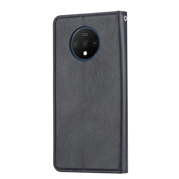 Funda de Cuero Flip de Cuero de Soporte de Billetera Automática de Billetera Para OnePlus 7T - Negro