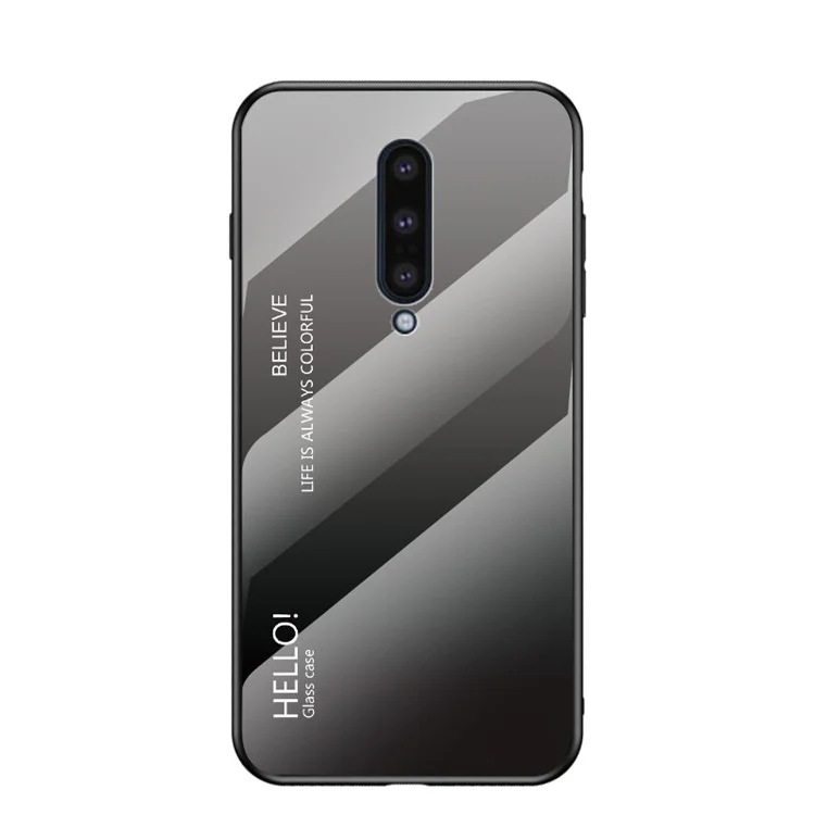 Capa de Telefone Celular de Vidro Temperado com Cor Gradiente + PC + TPU para OnePlus 8 - Cinza/Preto
