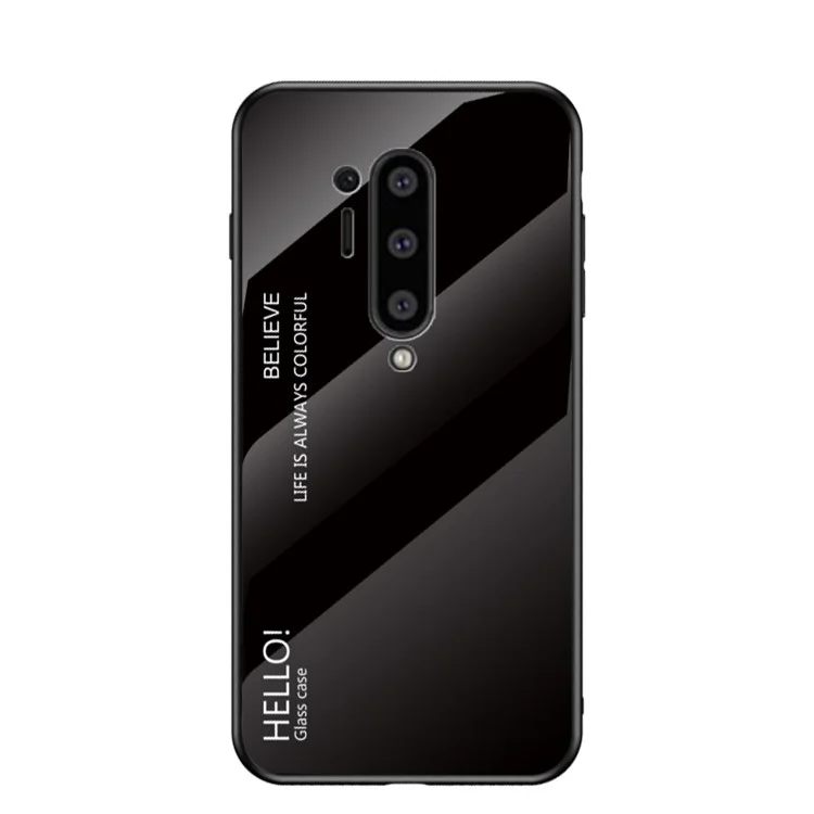 Gradient Color Tempered Glass + PC + TPU Case pour OnePlus 8 Pro - All Black
