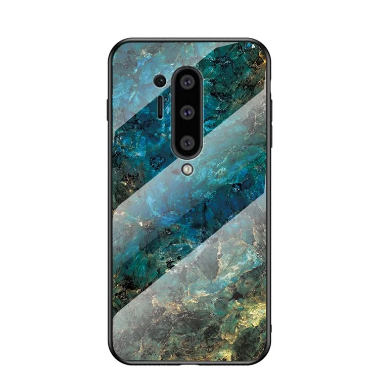 Pour Une Texture en Marbre OnePlus 8 en Verre Trempé + PC + TPU Protecteur - Émeraude