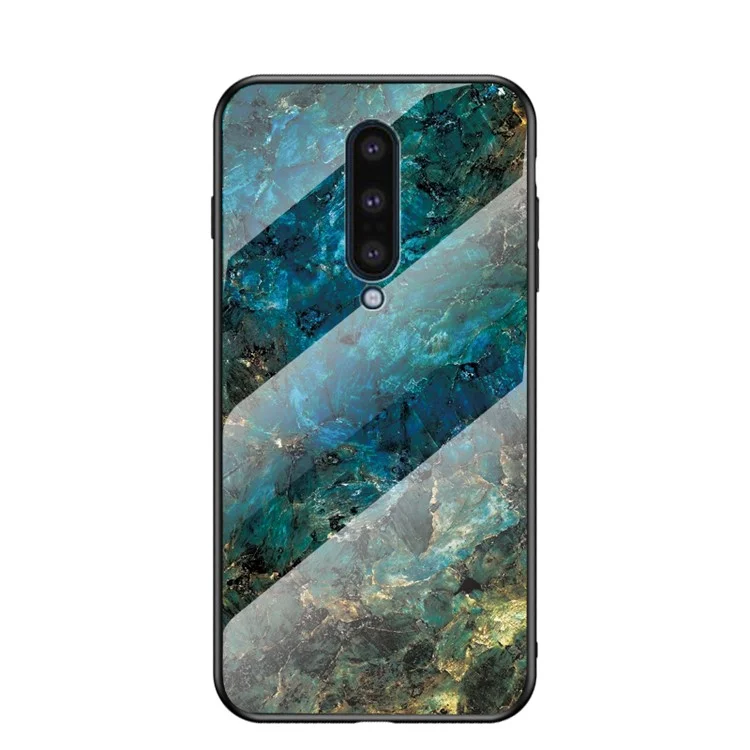 Marmorierter Tempered Glass + PC + TPU Combo Cover für OnePlus 8 - Smaragd