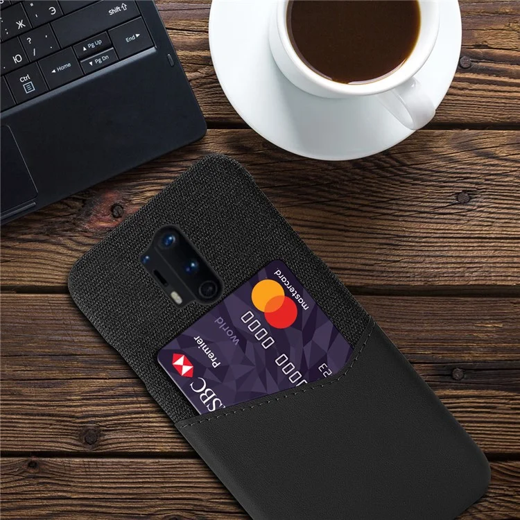 Étui en Cuir PU et Tissu pour Téléphone Portable OnePlus 8 Pro - Noir