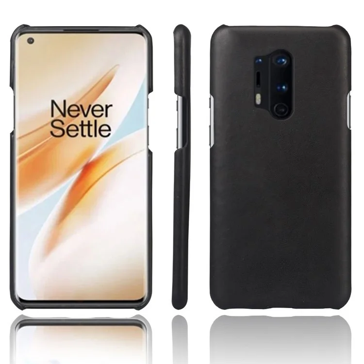 KSQ Crazy Horse pu Leather Enduit de Coque du pc Dur Pour OnePlus 8 Pro - le Noir