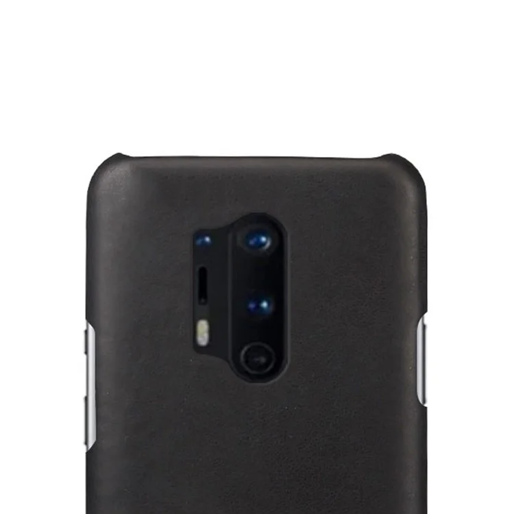 Caso duro revestido de couro PU KSQ Crazy Horse para OnePlus 8 Pro - Preto