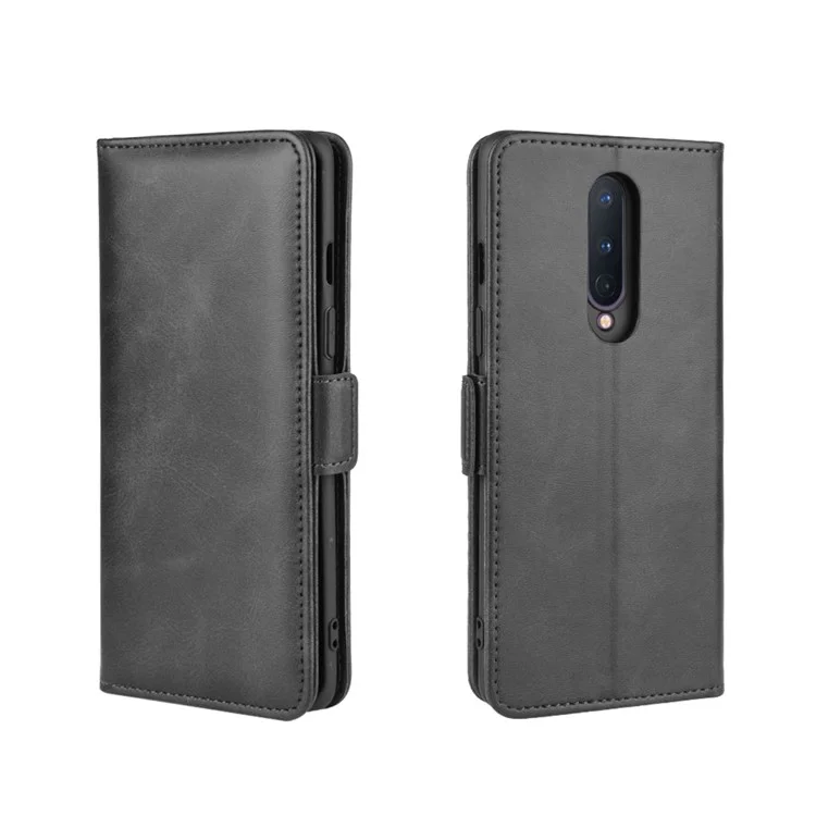 Magnetische PU -leder -brieftasche Mobiltelefon Hülle Flip -deckung Für OnePlus 8 - Schwarz