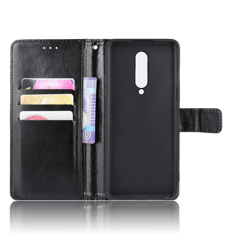 Crazy Horse Surface pu Leather Shell Pour OnePlus 8 - le Noir