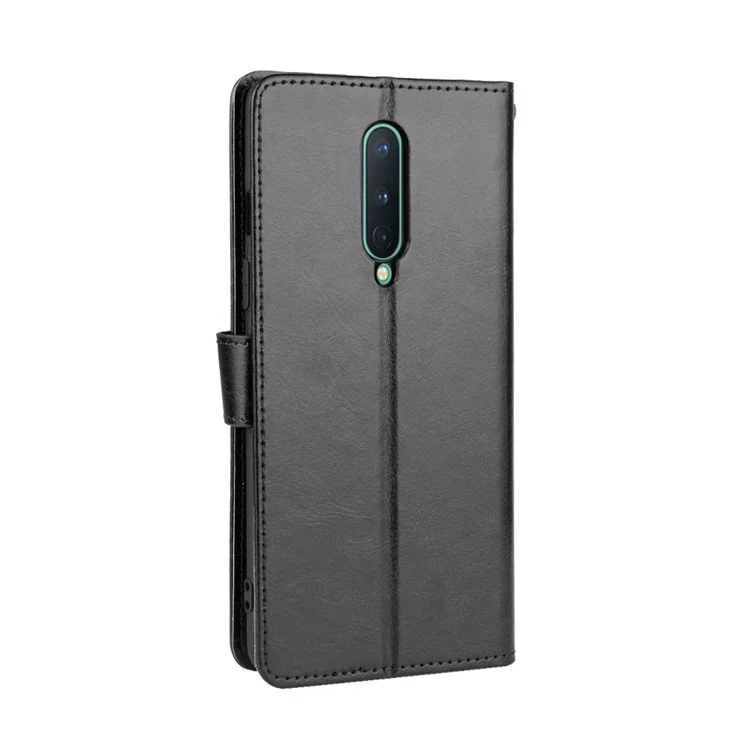 Crazy Horse Surface PU Leather Shell for OnePlus 8 - Black