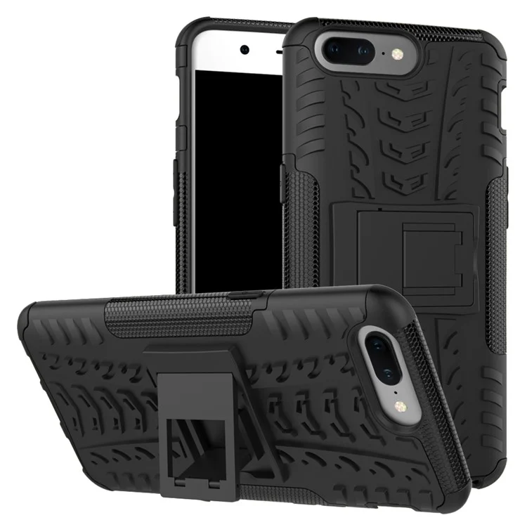 2-em 1 Pattern Pattern Kickstand PC + TPU Caixa de Telefone Híbrido Para OnePlus 5 - Preto