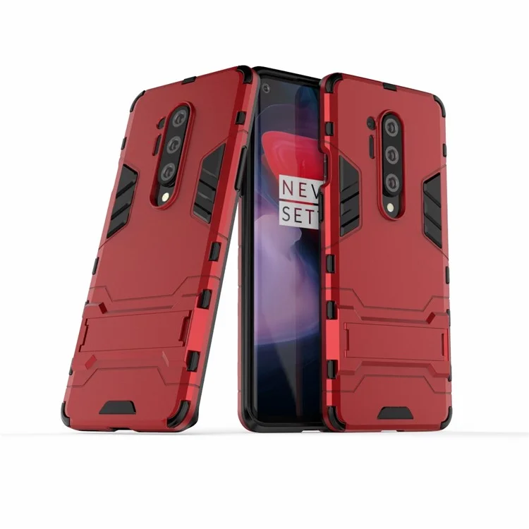 Plastic + TPU Cover with Kickstand for OnePlus 8 Pro - Red