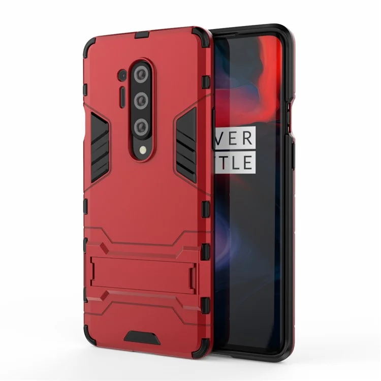 Plastic + TPU Cover with Kickstand for OnePlus 8 Pro - Red