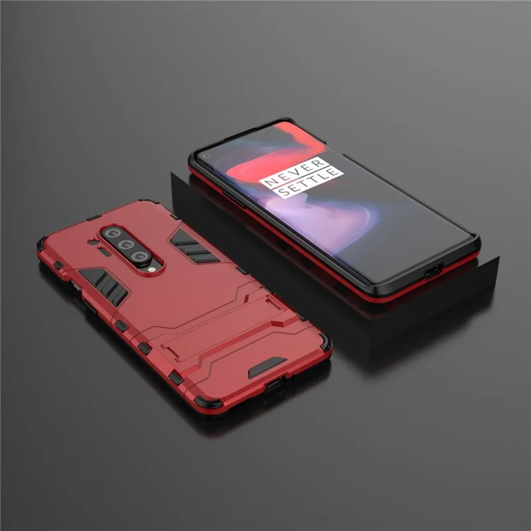 Plastic + TPU Cover with Kickstand for OnePlus 8 Pro - Red