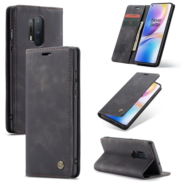 CASEME 013 Series Auto-absorbed Leather Protection Case for OnePlus 8 Pro - Black