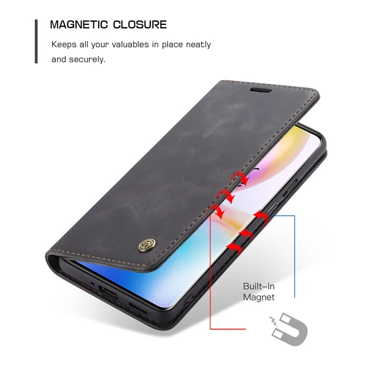 Caseme 013 Series Case de Protección de Cuero Absorbido Automáticamente Para OnePlus 8 Pro - Negro